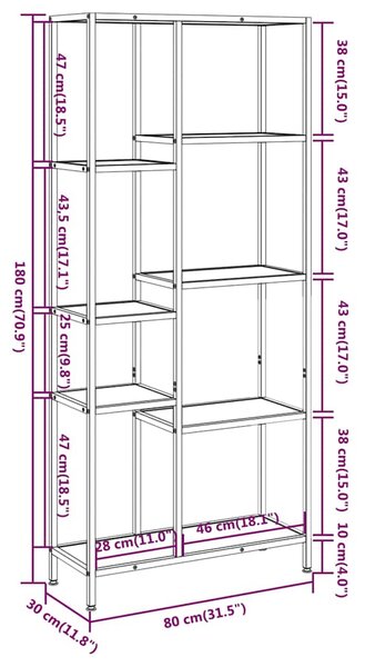 Knihovna 80x30x180 cm ocel a kompozitní dřevo 336359