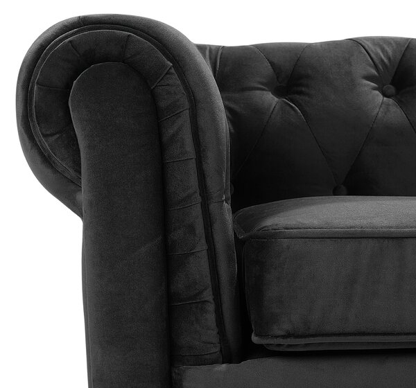 Křeslo CHESTERFIELD Umělý samet Černá
