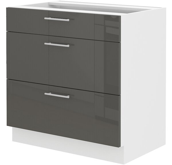 Dolní kuchyňská skříňka Lavera 80 D 3S BB (bílá + lesk šedý). Vlastní profesionální přeprava až k Vám domů 1032423