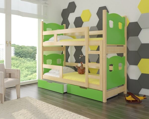 Dětská patrová postel TARABA zelená
