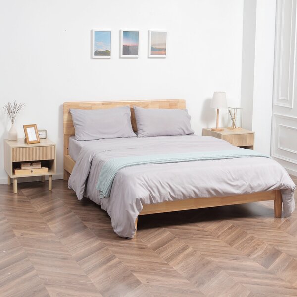 HOMCOM Sada 2 nočních stolků s šuplíky a policemi, moderní boční stolek do ložnice a obývacího pokoje, rozměry 47 x 47 x 50 cm, přírodní dřevěná úprav