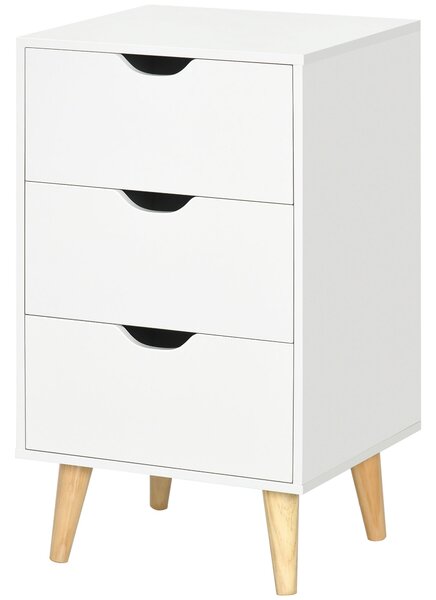HOMCOM Noční stolek s 3 zásuvkami ve skandinávském stylu pro ložnici a obývací pokoj, 40 x 35 x 68,5 cm, bílý | Aosom