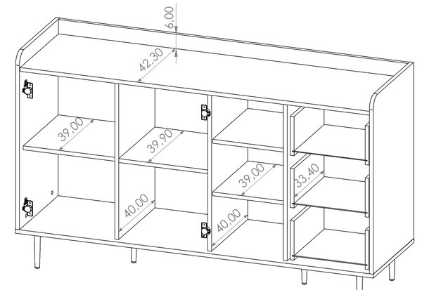 Komoda Vasecta K2D3SZ (dub brandy castello). Akce -23%