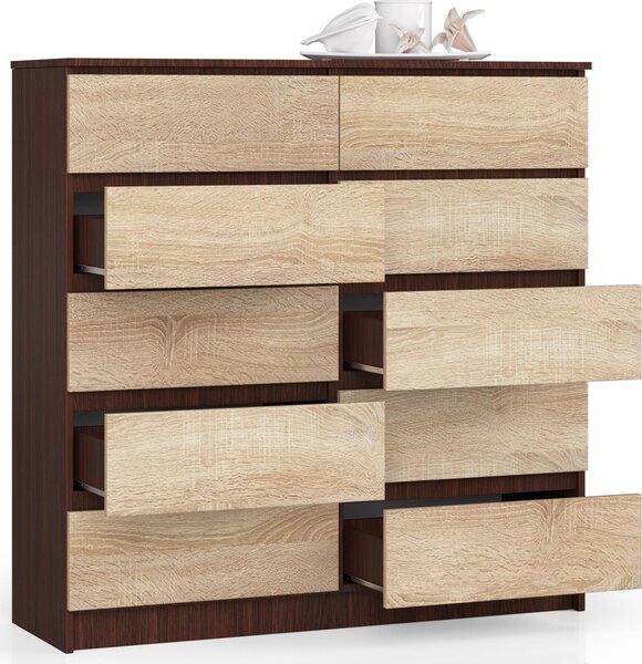 AKORD Furniture Factory OP0LK-1VENSON008, Dub, Tmavě hnědá, 10 zásuvka/zásuvek, Matný, 16 mm, 51 cm, 400 mm