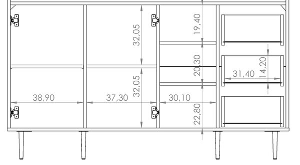 Komoda Vasecta K2D3SZ (dub brandy castello). Akce -23%