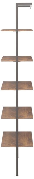 5patrová opěrná police tmavě hnědá a černá 64 x 35 x 185 cm 336386