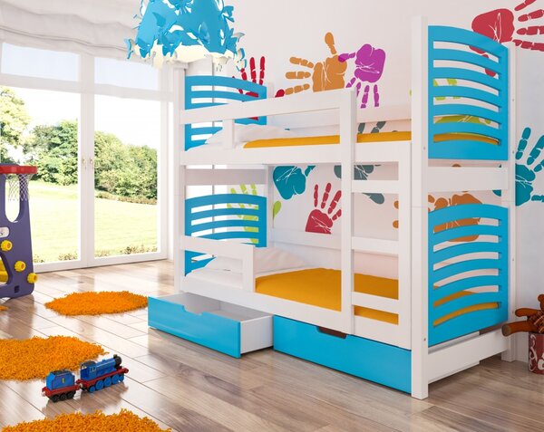 Dětská patrová postel TUNA modrá / bílá
