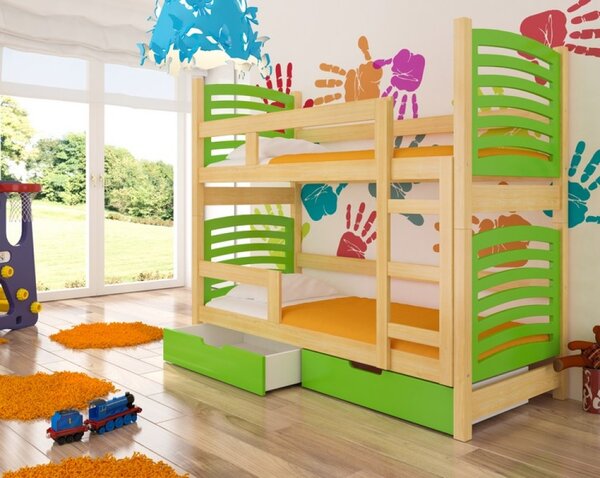 Dětská patrová postel TUNA zelená