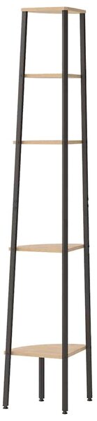 5patrová rohová police světle hnědá a černá 45,5x31,5x180 cm 336394
