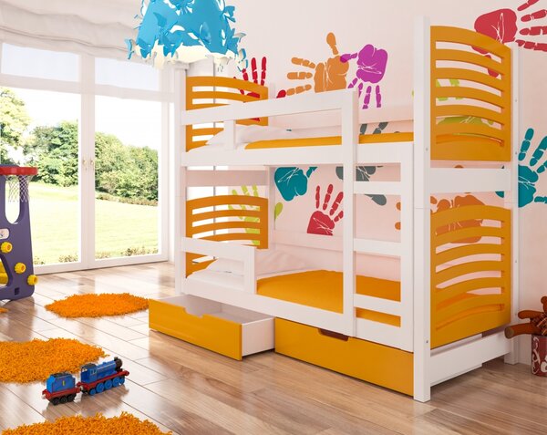 Dětská patrová postel TUNA oranžová / bílá