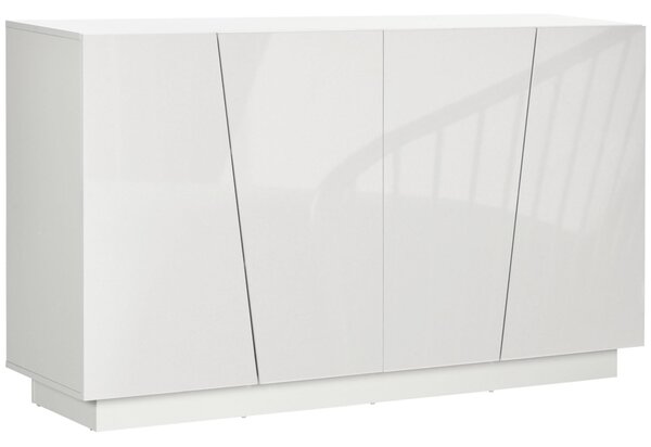 HOMCOM Úložná komoda s dvířky a nastavitelnou policí, 150 x 40 x 88 cm, Lesklá bílá | Aosom