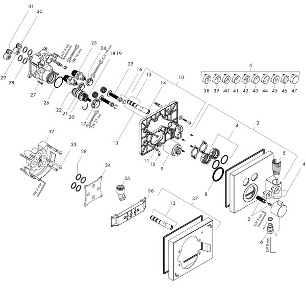 Hansgrohe ShowerSelect, Umyvadlo, Chrom