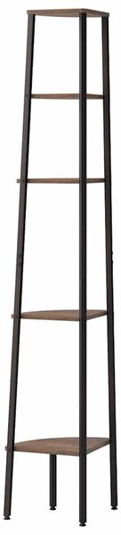 5patrová rohová police tmavě hnědá a černá 45,5 x 31,5 x 180 cm 336395