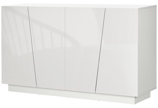 HOMCOM Úložná komoda s dvířky a nastavitelnou policí, 150 x 40 x 88 cm, Lesklá bílá | Aosom