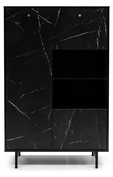 Vitrína Verona WIT90 (černá + černý mramor). 1051914