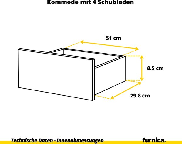 FURNICA - GABRIEL - Komoda se 14 zásuvkami (4+6+4) - antracitově šedá V92/70cm Š220cm H33cm