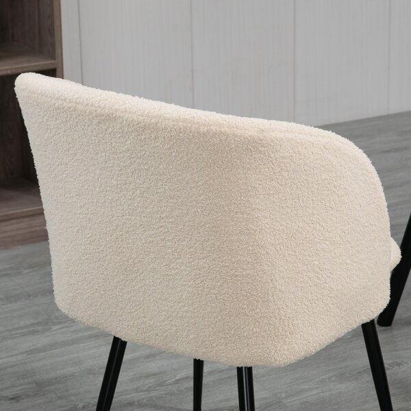 HOMCOM Sada 2 jídelních židlí, kuchyňské židle z látky s efektem smyčky, obývací židle s černými ocelovými nohami - 55 x 62 x 80 cm béžová černá | Aos