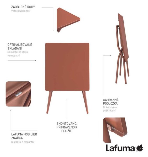 Sada BALCONY II – skládací stůl 64×70 cm + 2 ultra kompaktní židle | ColorBlock béžová Seigle