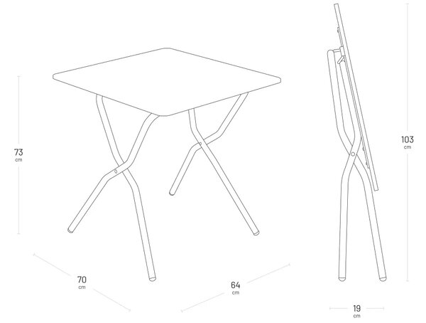 Sada BALCONY II – skládací stůl 64×70 cm + 2 ultra kompaktní židle | ColorBlock béžová Seigle