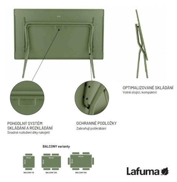 Sada BALCONY II – skládací stůl 120×70 cm + 4 ultra kompaktní židle | ColorBlock žlutá Miel
