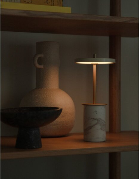 Krémová mramorová LED stmívatelná stolní lampa s kovovým stínidlem (výška 25,5 cm) Asteria Move Mini – UMAGE