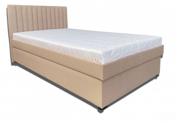 Manželská postel 140 cm Peissa (béžová) (bez matrace) (s roštem dřevěným laťkovým). 1052042