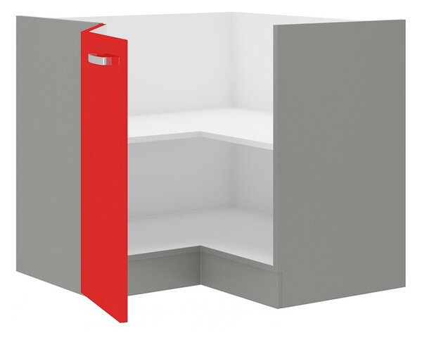Rohová dolní kuchyňská skříňka Roslyn 89 x 89 DN 1F BB (červená + šedá). 1032671