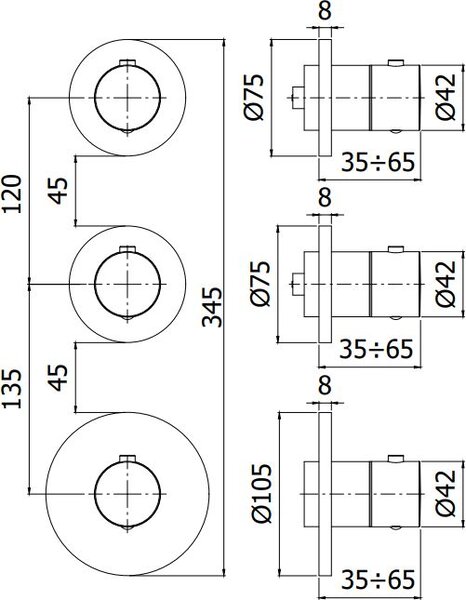 Paffoni Modular Box vanová baterie pod omítku s termostatem černá MDE018NO