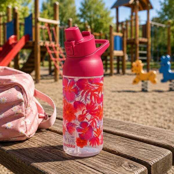 Sportovní láhev s pítkem Swift, 785ml, Quokka, red flowers
