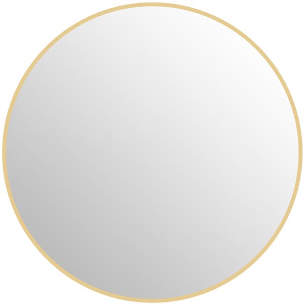 HOMCOM Kulaté Zrcadlo, Koupelnové Zrcadlo, Průměr 70 cm, Kovový Rám, Nástěnné Zrcadlo, Snadná Instalace, pro Ložnici, Obývací Pokoj, Předsíň, Zlaté |