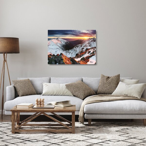 Skleněný obraz - Zimní horské panorama (70x50 cm)