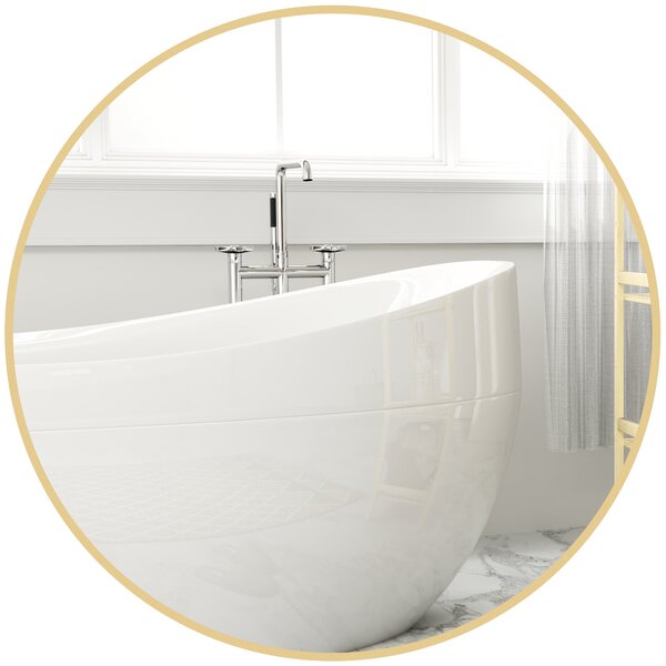 HOMCOM Kulaté Zrcadlo, Koupelnové Zrcadlo, Průměr 70 cm, Kovový Rám, Nástěnné Zrcadlo, Snadná Instalace, pro Ložnici, Obývací Pokoj, Předsíň, Zlaté |