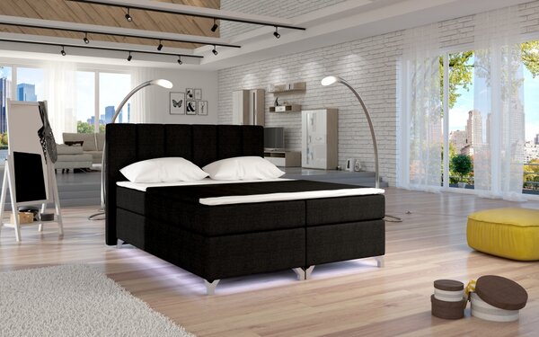 Kontinentální postel Boxspring BRAZIL černá 160x200cm