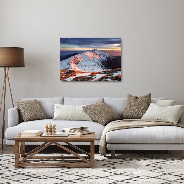 Skleněný obraz - Zimní horské panorama II. (70x50 cm)