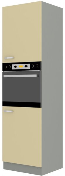 Potravinová kuchyňská skříňka na troubu Kelyn 60 DP 210 2F (lesk krémový + šedá). 1032757