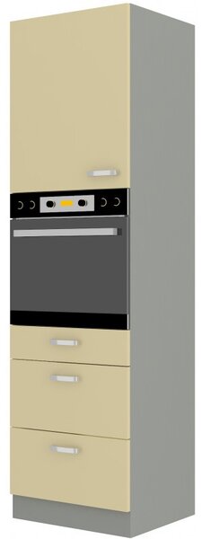 Potravinová kuchyňská skříňka na troubu Kelyn 60 DPS 210 3S 1F (lesk krémový + šedá). 1032758