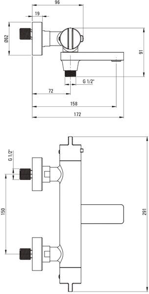 Deante vanová baterie na stěnu s termostatem zlatá BCH_Z1BT