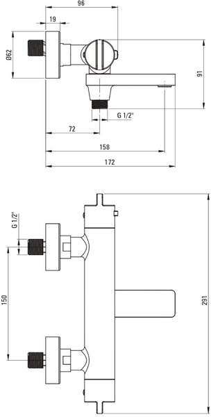 Deante vanová baterie na stěnu s termostatem chrom BCH_01BT