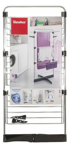 Sušák na prádlo v šedé a stříbrné barvě 22 m Thunder – Metaltex