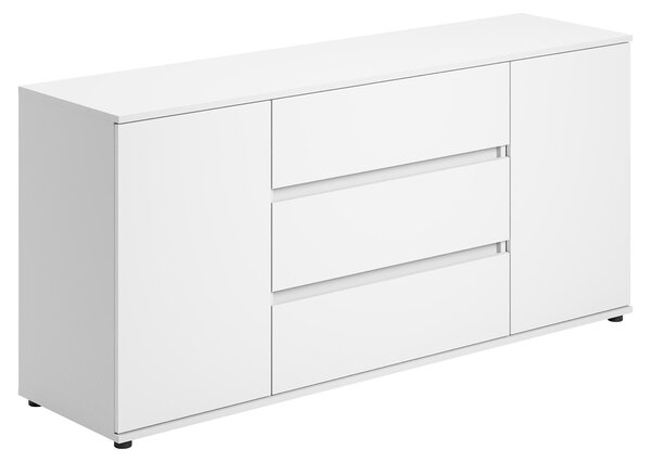 Home Collective Komoda s zásuvkami | moderní komoda do obývacího pokoje, ložnice a předsíně | 150 x 40 x 70 cm | 3 zásuvky a 2 dvířka | bílá