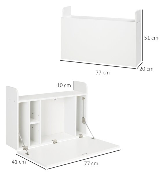 HOMCOM Závěsný skládací počítačový stůl se policí - 77 x 20 x 51 cm | Aosom