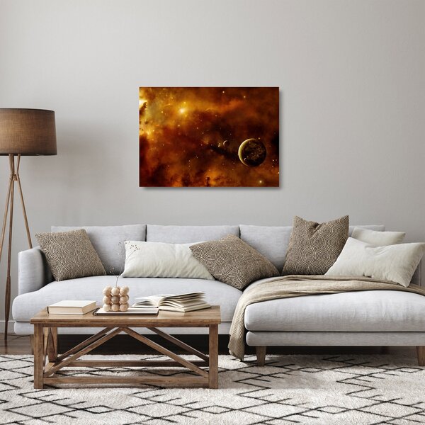 Skleněný obraz - Planety s mlhovinou (70x50 cm)