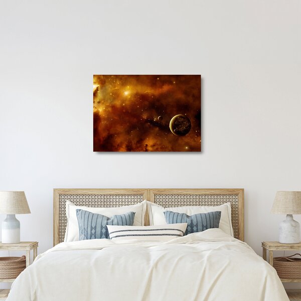 Skleněný obraz - Planety s mlhovinou (70x50 cm)