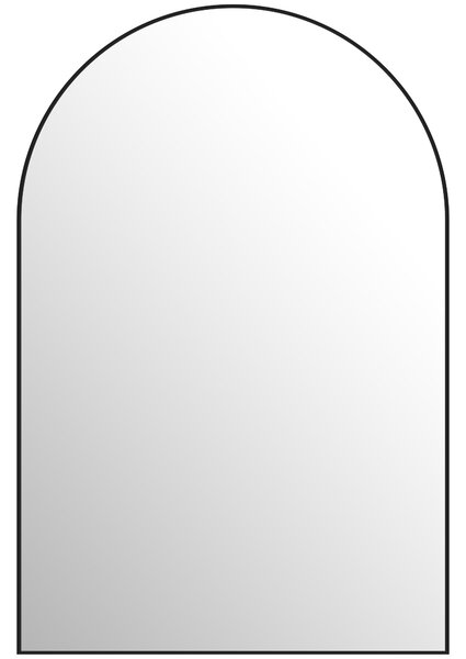 HOMCOM Zakřivené Zrcadlo na Zeď, Koupelnové Zrcadlo, 60 x 90 cm, vysoké rozlišení, s hliníkovým rámem, pro ložnici, obývací pokoj, předsíň, černé | Ao