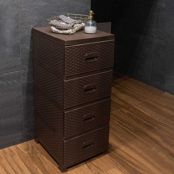 Deco4Home Plastová komoda | 4 zásuvky | 38x45x90 cm | Hnědá