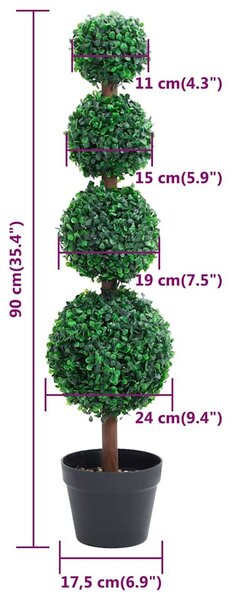 Umělý zimostráz ve tvaru koule s květináčem zelený 90 cm 336512