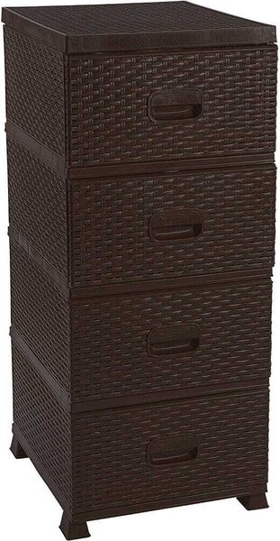 Deco4Home Plastová komoda | 4 zásuvky | 38x45x90 cm | Hnědá