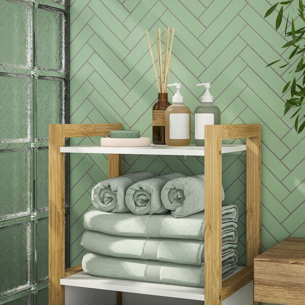 HOMCOM Bamboo Freestanding Laundry Hamper Cabinet - Koupelnová skříňka s proutěným košem - 2 police - 40L x 30Š x 86,5V cm | Aosom