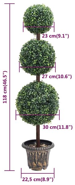 Umělý zimostráz ve tvaru koule s květináčem zelený 118 cm 336511