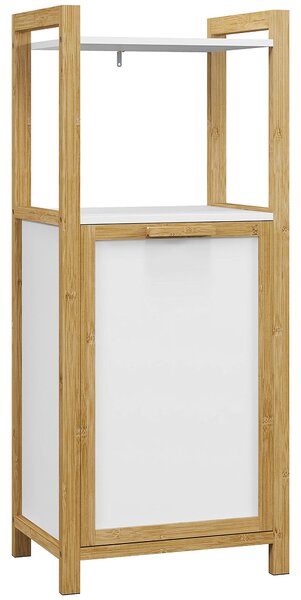 HOMCOM Bamboo Freestanding Laundry Hamper Cabinet - Koupelnová skříňka s proutěným košem - 2 police - 40L x 30Š x 86,5V cm | Aosom